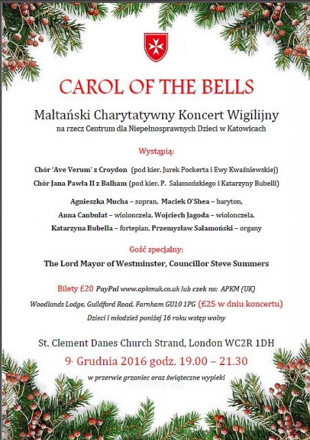 Maltański Charytatywny Koncert Wigilijny w Londynie