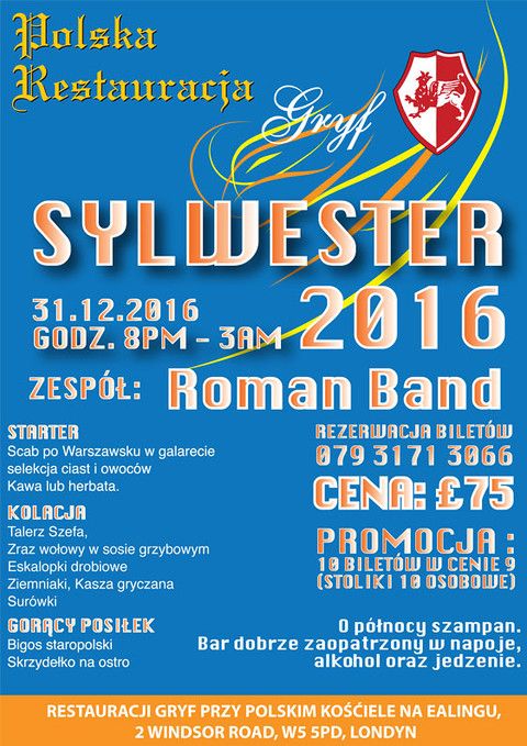 Zabawa Sylwestrowa @ Gryf w Londynie