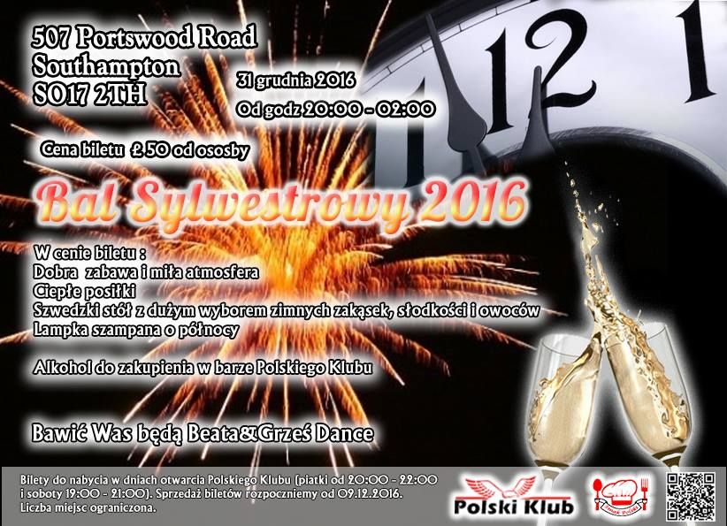 Bal Sylwestrowy @ Polski Klub w Southampton
